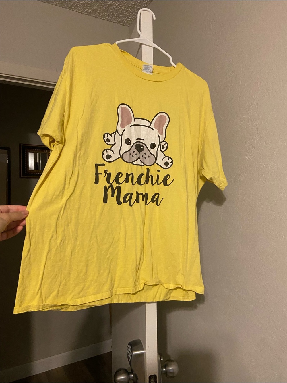 100% Cotton - Port and Company Yellow Frenchie Mama Short Sleeve Tee